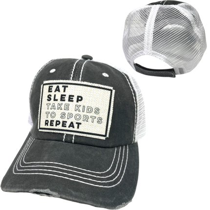 EAT SLEEP SPORTS BALL CAP | UNISEX HAT | DISTRESSED - Shop Simply Apparel