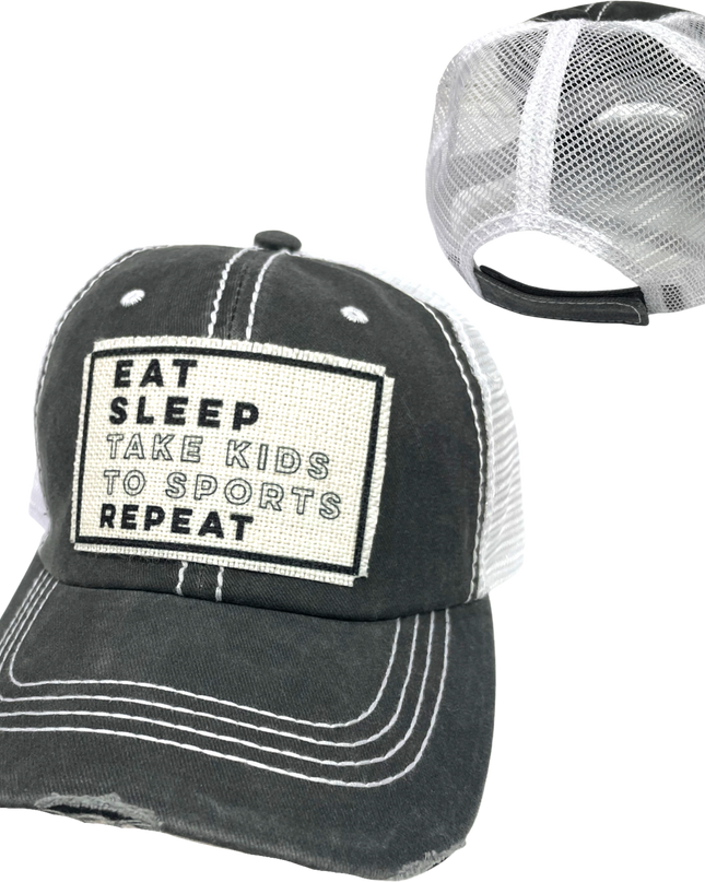 EAT SLEEP SPORTS BALL CAP | UNISEX HAT | DISTRESSED - Shop Simply Apparel
