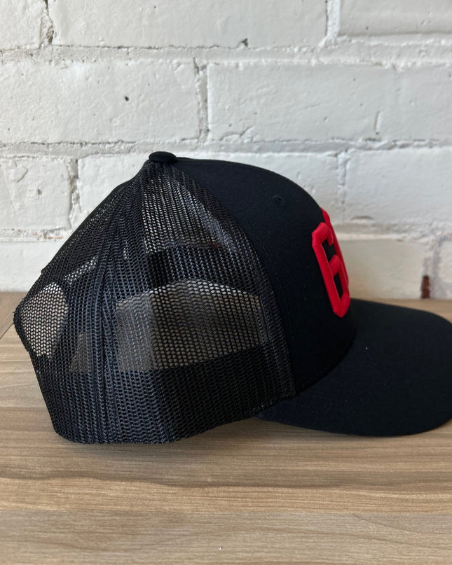 607 Trucker Hat Black with Red - Shop Simply Apparel