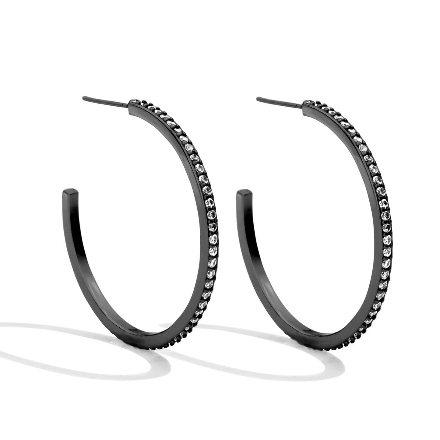 Gunmetal Pave Hoops