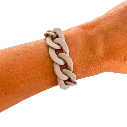 Matte Taupe Chunky Acrylic Chain Link Bracelet