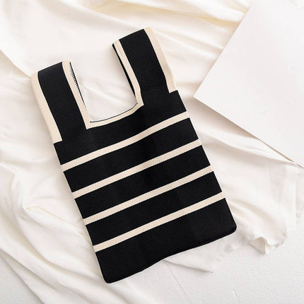Stripe Print Knit Handbag - Shop Simply Apparel