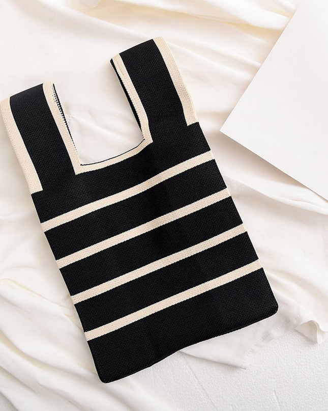 Stripe Print Knit Handbag - Shop Simply Apparel