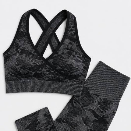 Dark Grey Seamless Camo Sports Bra