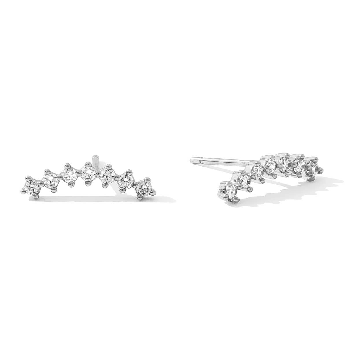 Silver Glitz Crawler Stud Earrings