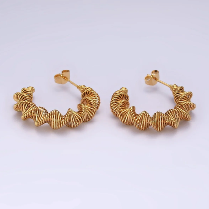 Spiral Geometric C-Shaped Hoop Earrings