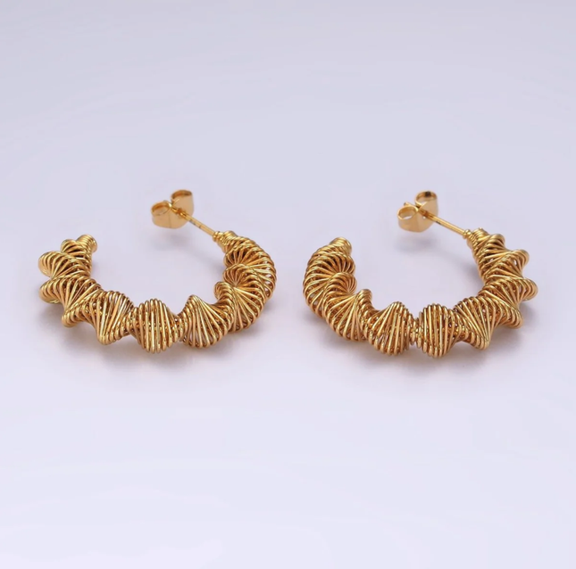 Spiral Geometric C-Shaped Hoop Earrings