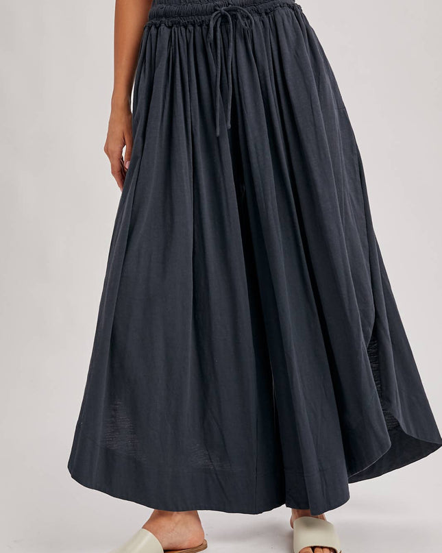 Ash Grey Side Slit Wide Leg Pants