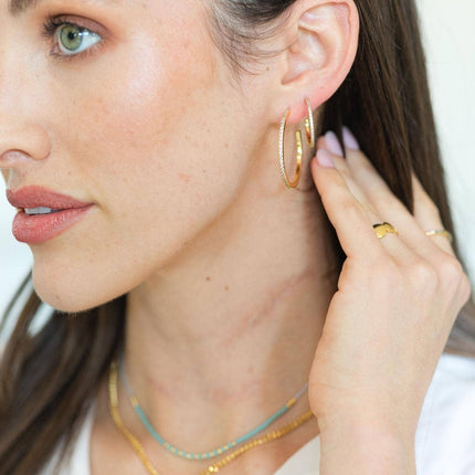 Silver Large Pave Hoops - Shop Simply Apparel