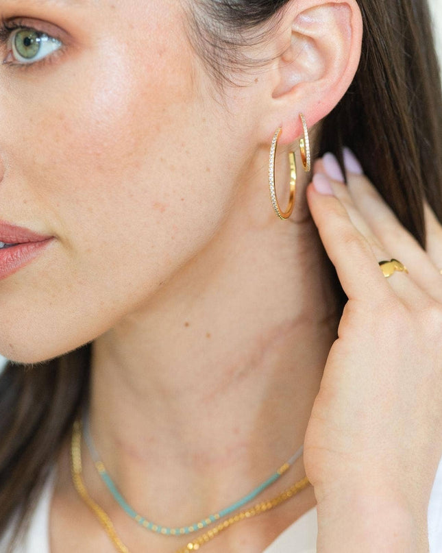 Silver Large Pave Hoops - Shop Simply Apparel