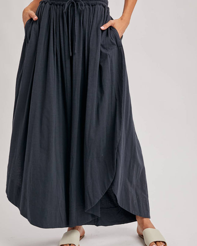 Ash Grey Side Slit Wide Leg Pants