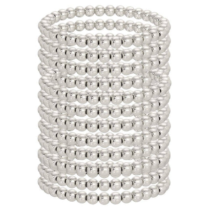 Silver 6mm Beaded Bracelet - Shop Simply Apparel