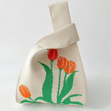 Tulip Floral Knit Handbag