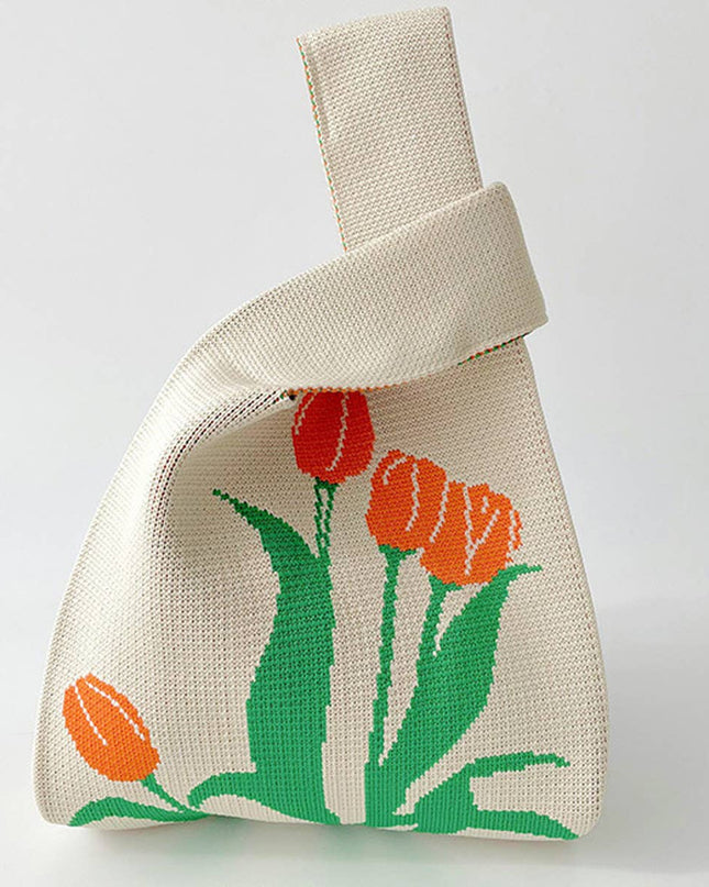 Tulip Floral Knit Handbag