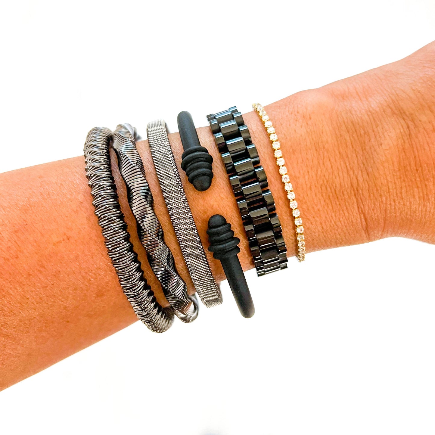 Black Tight Twist Slinky Bracelet