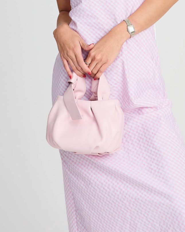 Petal Pink Beck Pleated Bucket Bag w/ Tie Straps - Shop Simply Apparel
