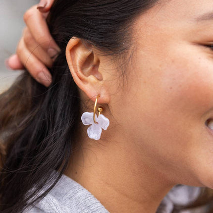 White Magnolia Hoops