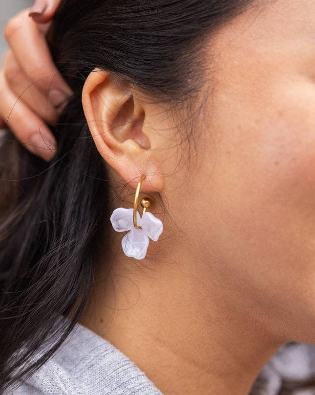 White Magnolia Hoops