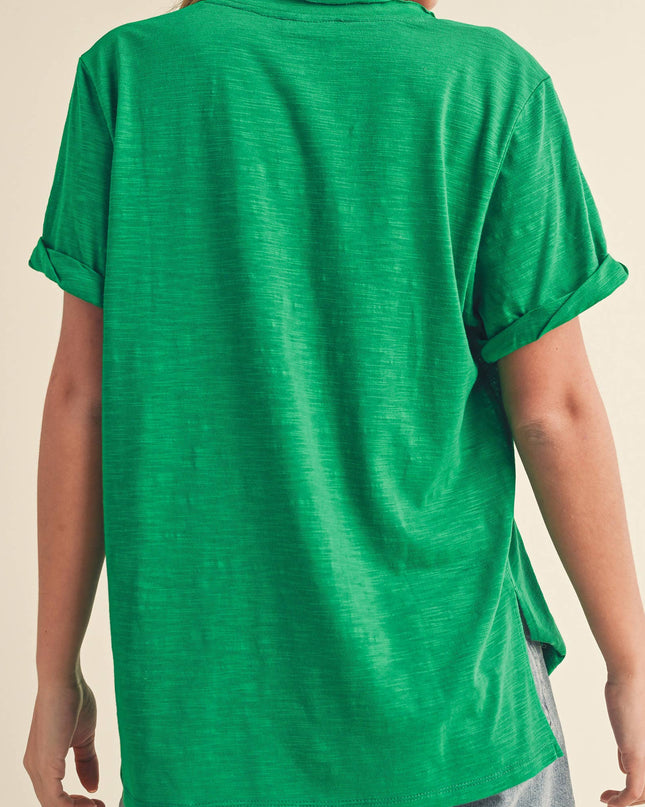 Green Zoie V-Neck Short Sleeve Tee - Shop Simply Apparel