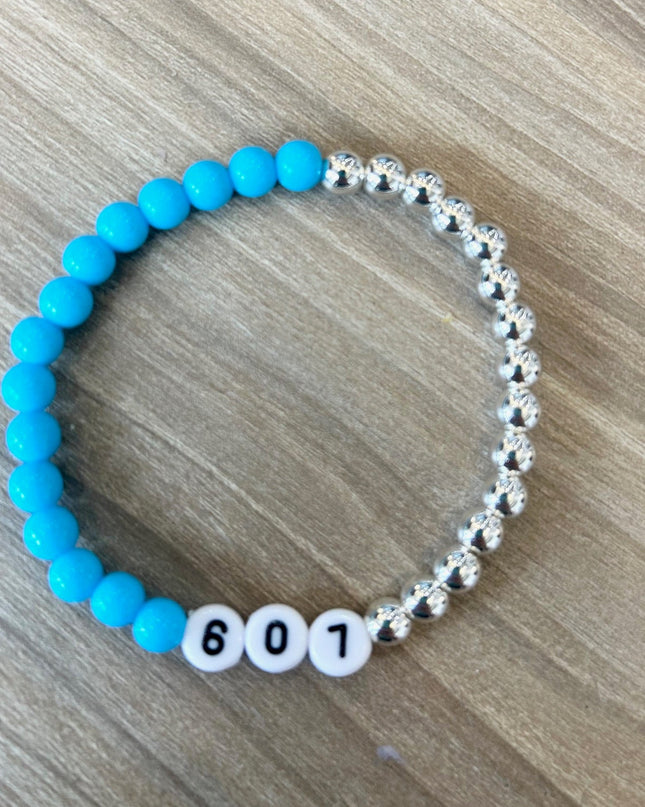 607 Silver Neon Blue Beaded Bracelet - Shop Simply Apparel