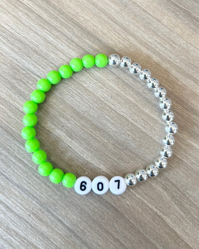 607 Silver Neon Green Beaded Bracelet - Shop Simply Apparel