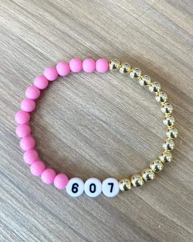 607 Gold Neon Pink Beaded Bracelet - Shop Simply Apparel