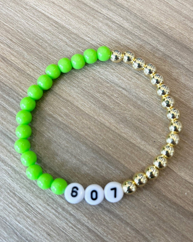 607 Gold Neon Green Beaded Bracelet - Shop Simply Apparel