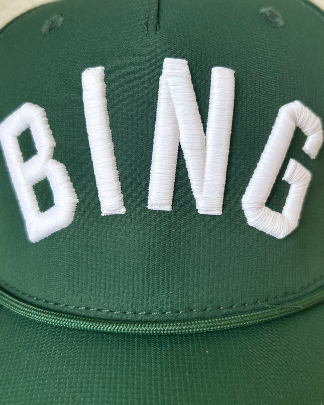 BING Hunter Green Rope Hat w/White Curved Embroidery