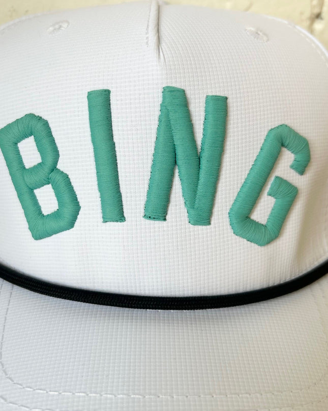 BING White Rope Hat w/Seafoam Green Curved Embroidery - Shop Simply Apparel