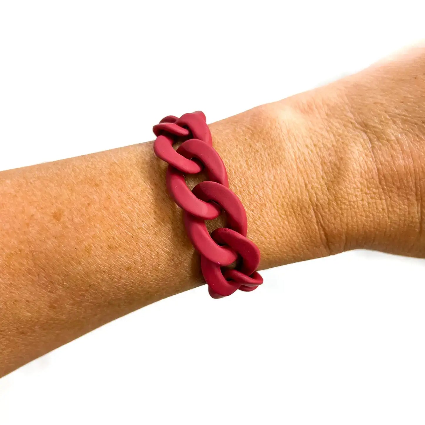 Matte Burgundy Chunky Acrylic Chain Link Bracelet