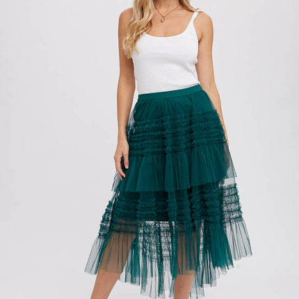 Forest Hi-Lo Tulle Midi Skirt - Shop Simply Apparel
