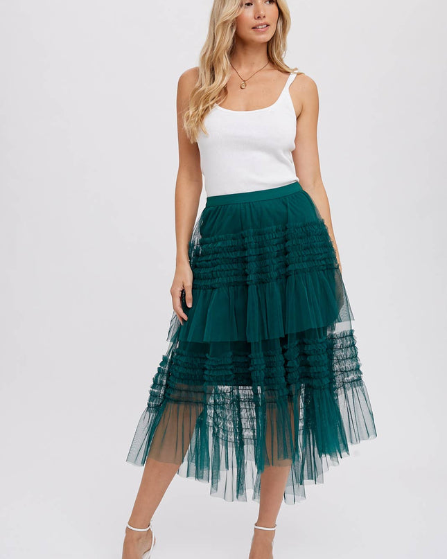 Forest Hi-Lo Tulle Midi Skirt - Shop Simply Apparel