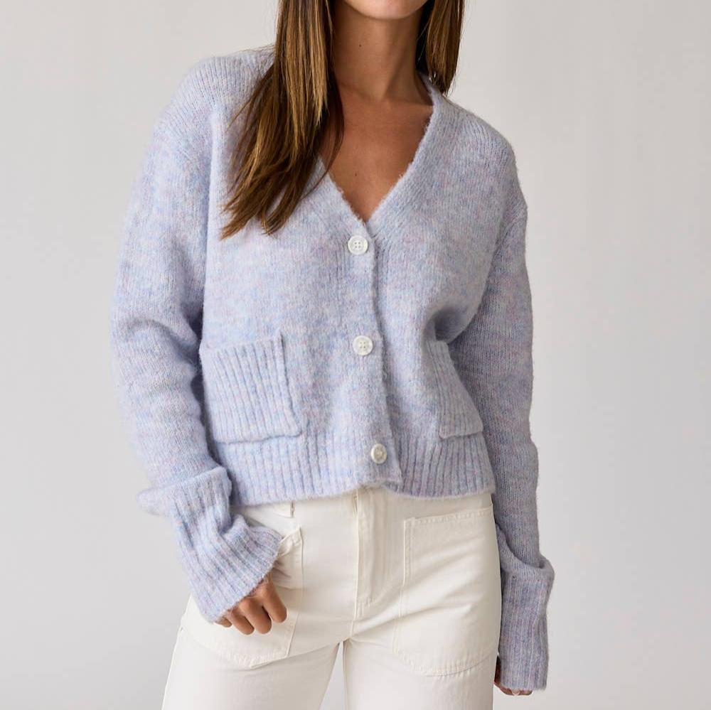 Lavender Double Pocket Cardigan