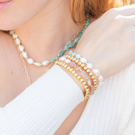 Silver 6mm Beaded Bracelet - Shop Simply Apparel