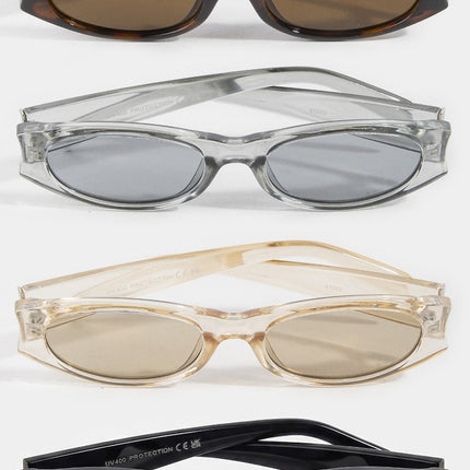 Slim Oval Rectangle Retro Frame Sunglasses