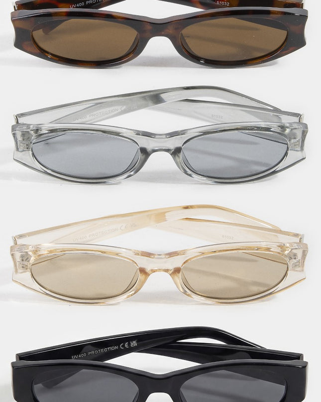 Slim Oval Rectangle Retro Frame Sunglasses