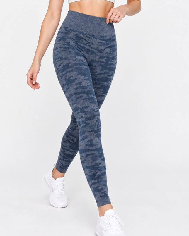 Navy Textured High Waist Leggings