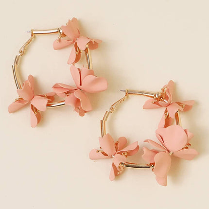 Pink Flower Hoop Earrings - Shop Simply Apparel