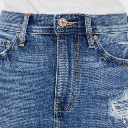 Distressed Denim A-line Mini Skirt