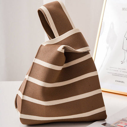 Stripe Print Knit Handbag - Shop Simply Apparel