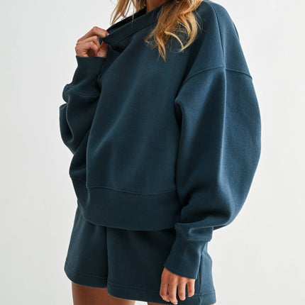 CloudWalk Balloon Sleeve Fleece Crewneck - Shop Simply Apparel