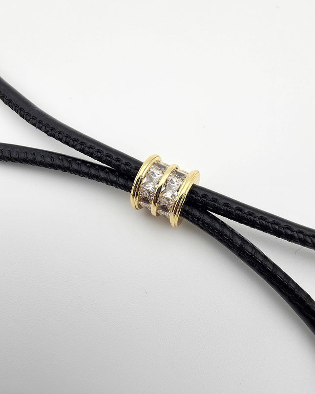 Black Adjustable Cord Necklace With Gold Pendant - Shop Simply Apparel