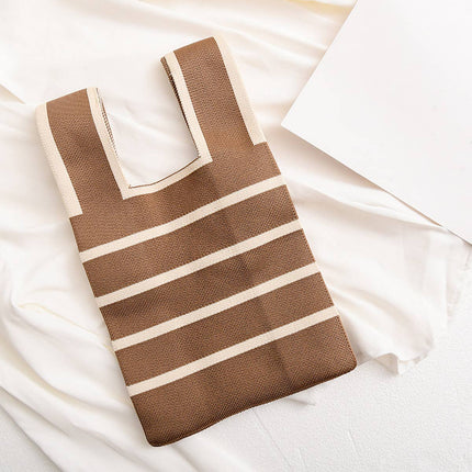 Stripe Print Knit Handbag - Shop Simply Apparel