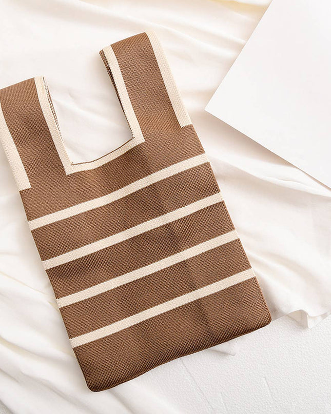 Stripe Print Knit Handbag