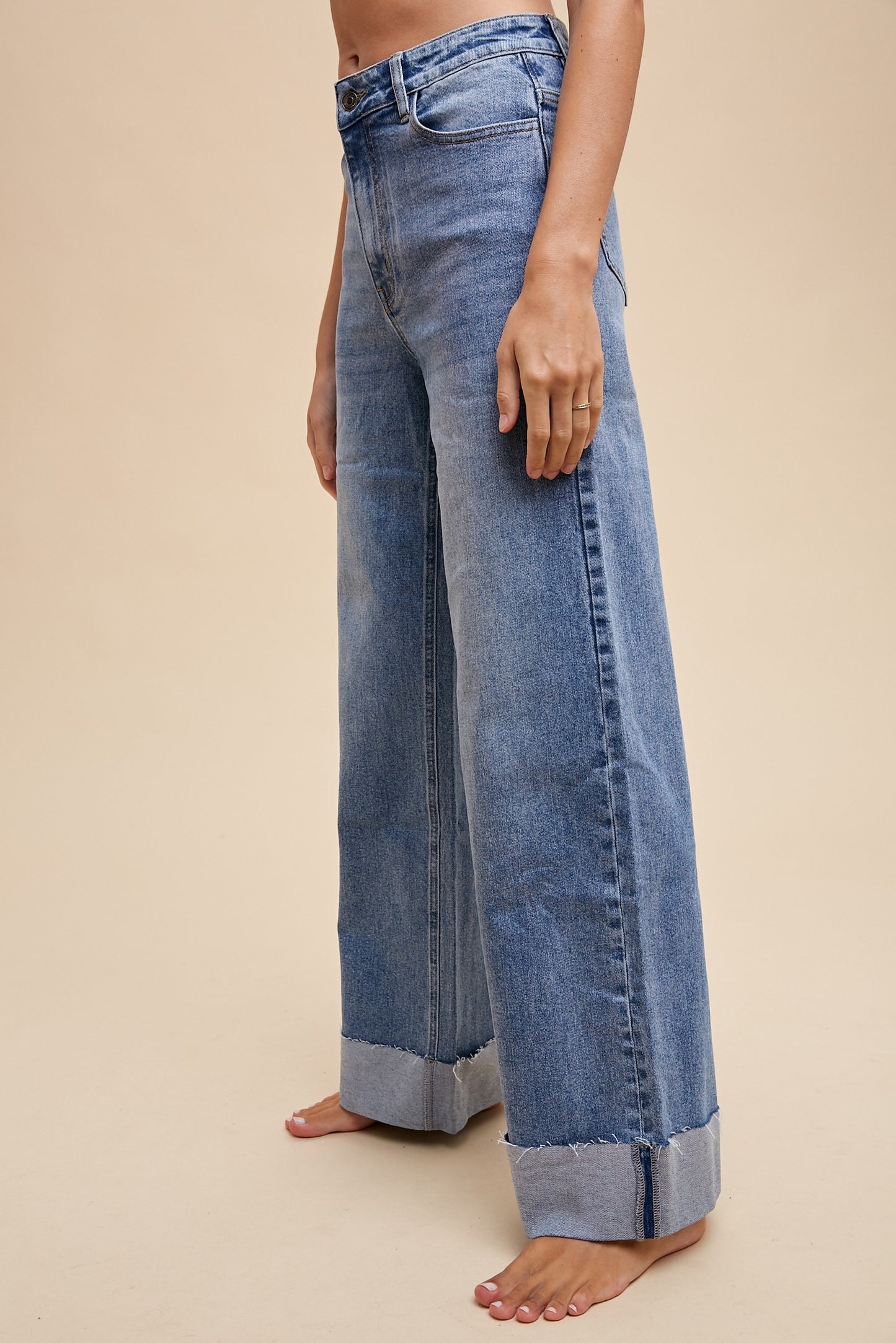 90's Stretch Cuffed Medium Straight Jeans