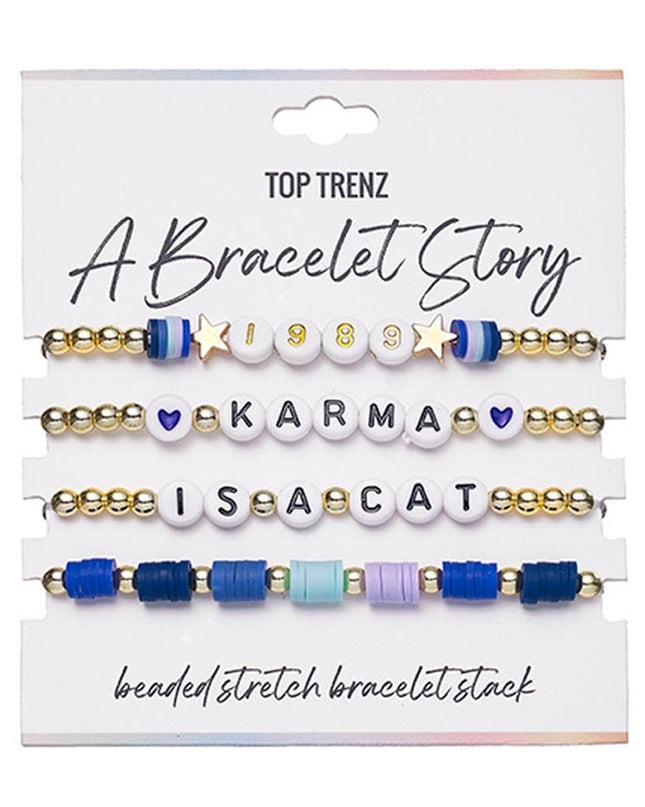 Karma is a Cat Beaded Stretch Bracelets Set