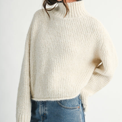 Almond Milk Soft Brushed Mock Neck Sweater