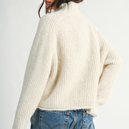 Almond Milk Soft Brushed Mock Neck Sweater