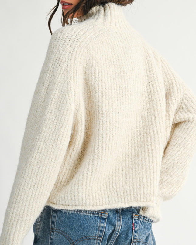 Almond Milk Soft Brushed Mock Neck Sweater