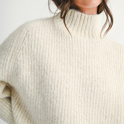 Almond Milk Soft Brushed Mock Neck Sweater
